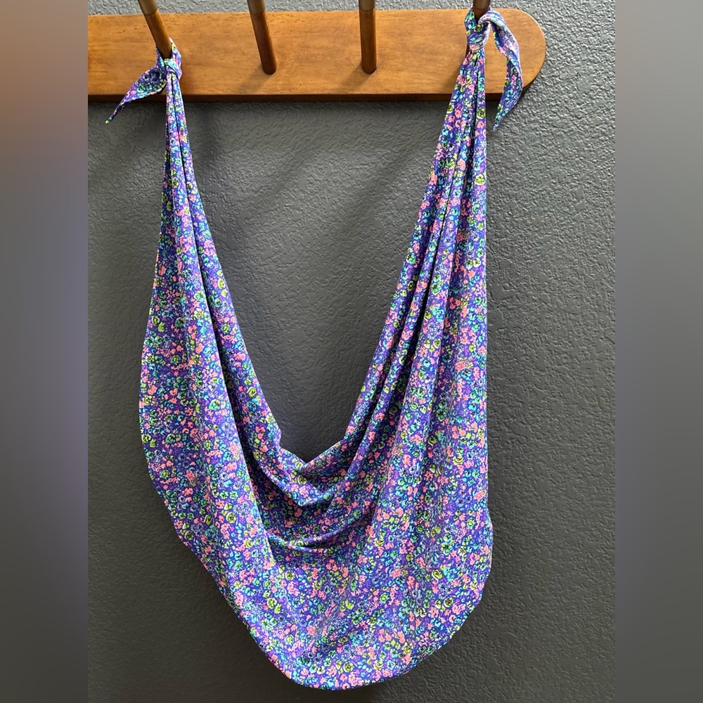 🩱2/$16🩱VINTAGE EUC asymmetric Stretch multicolor mini side-tie coverup - Picture 10 of 11